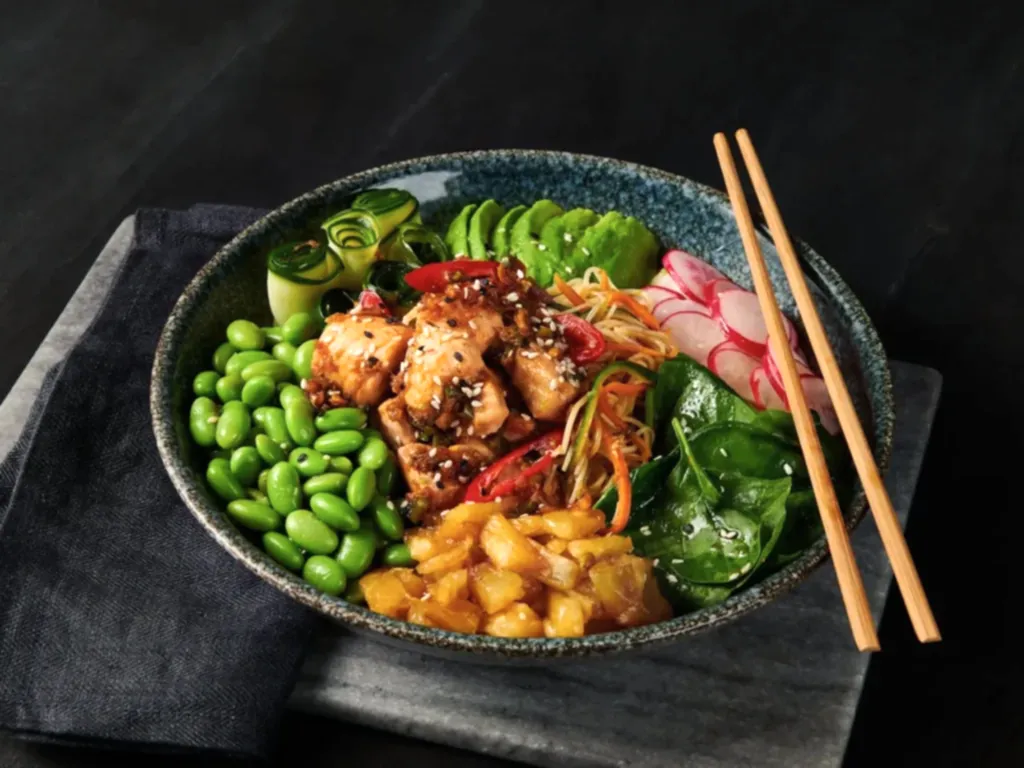 Salmon noodle bowl
