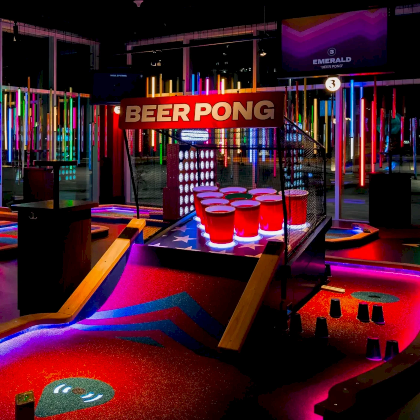 A technology packed and colorful mini golf course