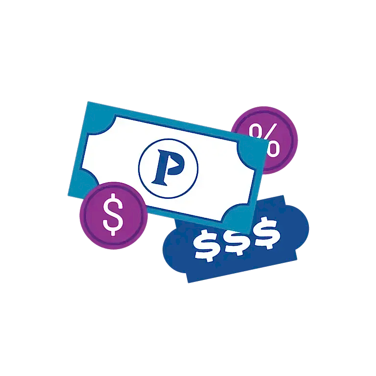 puttshack "P" and dollar signs