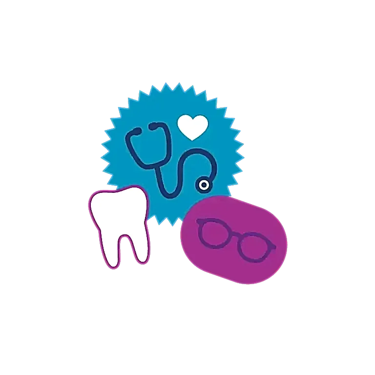 teeth, eye glasses and a stethoscope