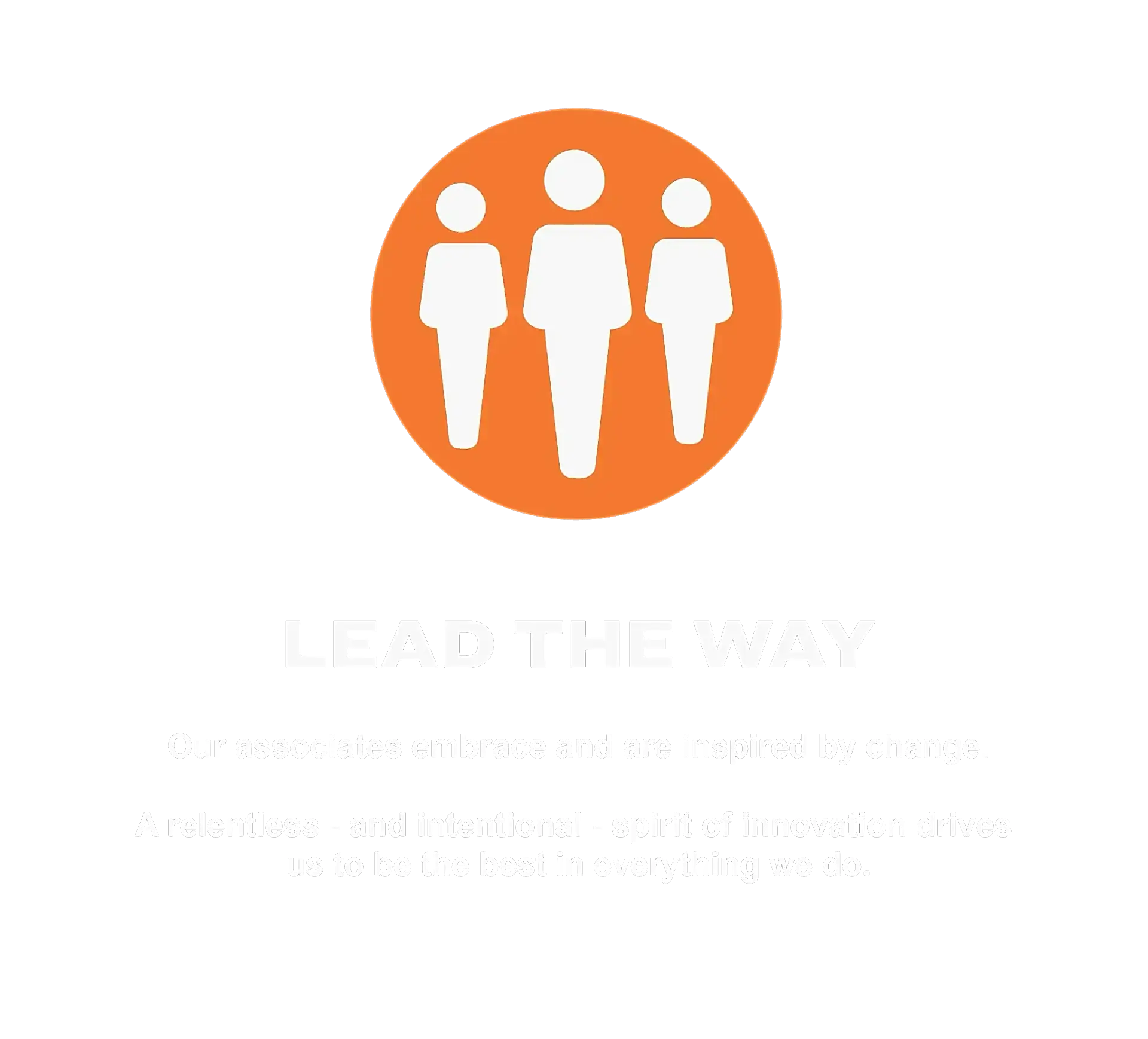 lead the way orange and white icon - people figures