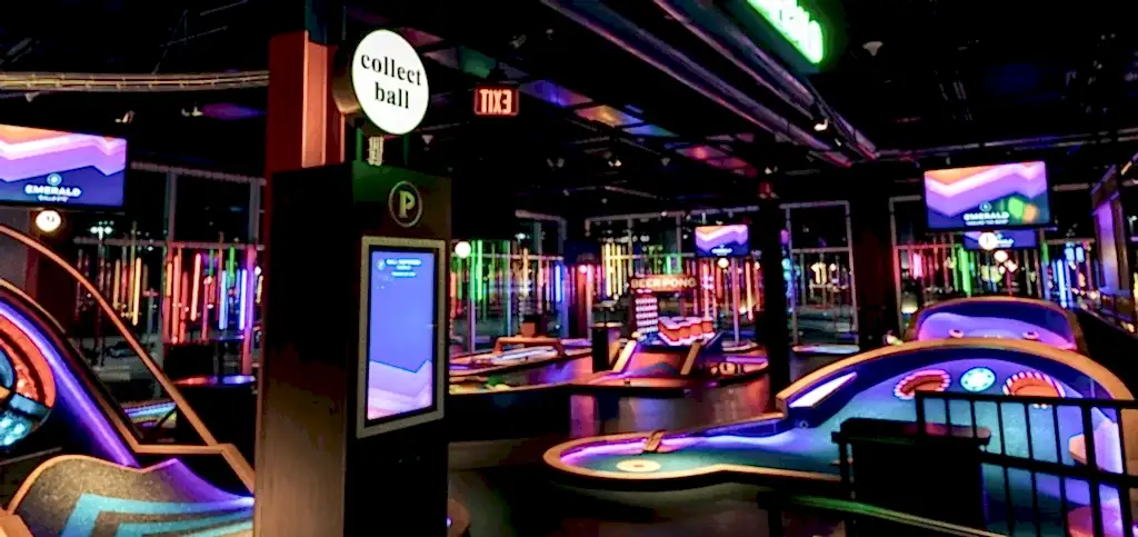 An overview of the courses at Puttshack in Oakbrook, Chicago