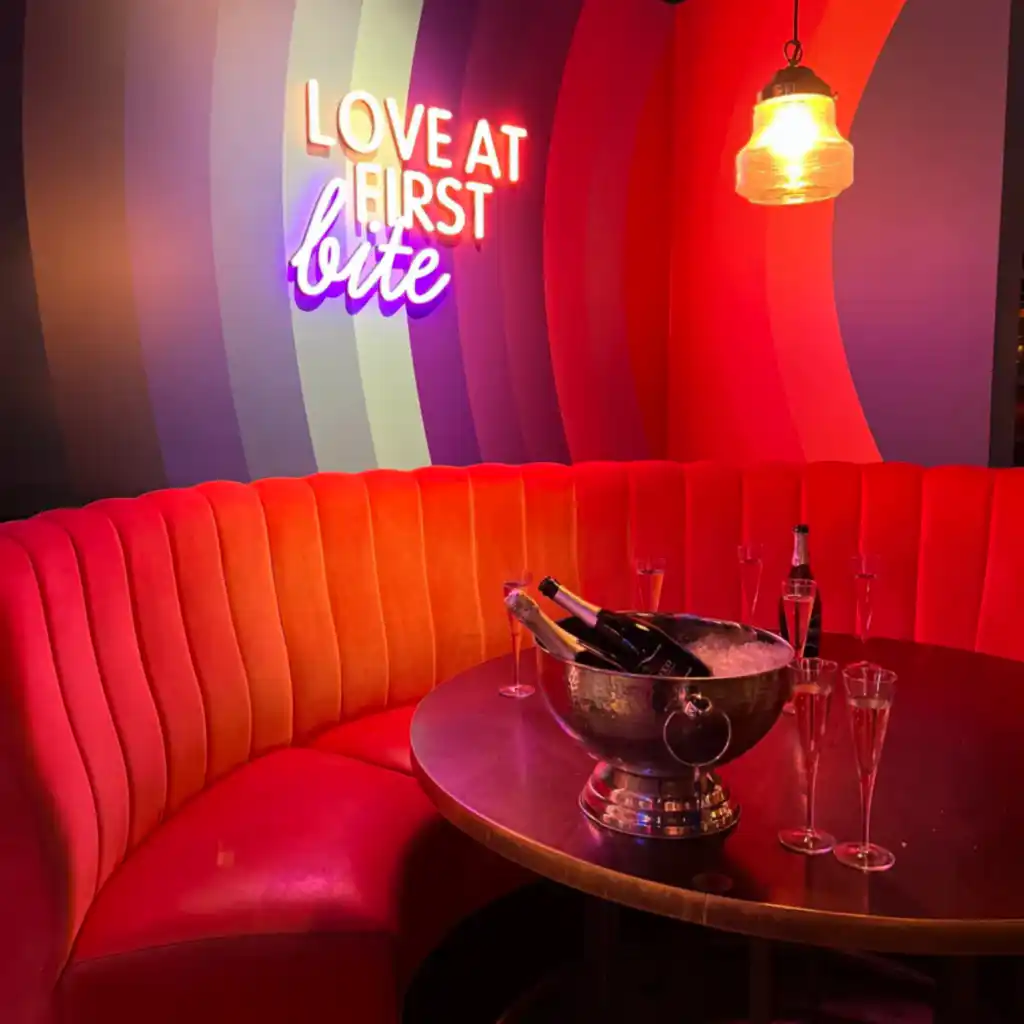 "love ay first bite" booth